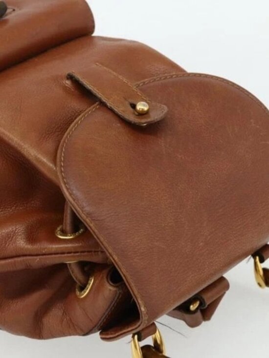 GUCCI Bamboo Backpack Leather Brown Gold 003 3444 0030 Auth bs35138 main image 13